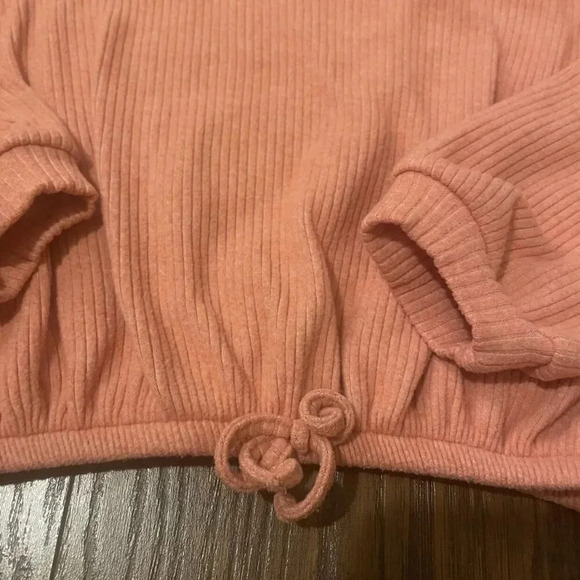 Old Navy 3T Peach Long Sleeve Crop Tie Front Sweater - Picture 3 of 5